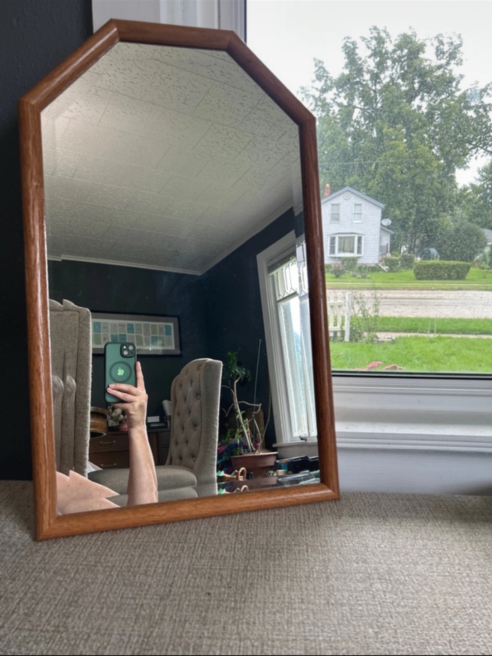 Stanley Brown Wood-Framed Arched Wall Mirror
